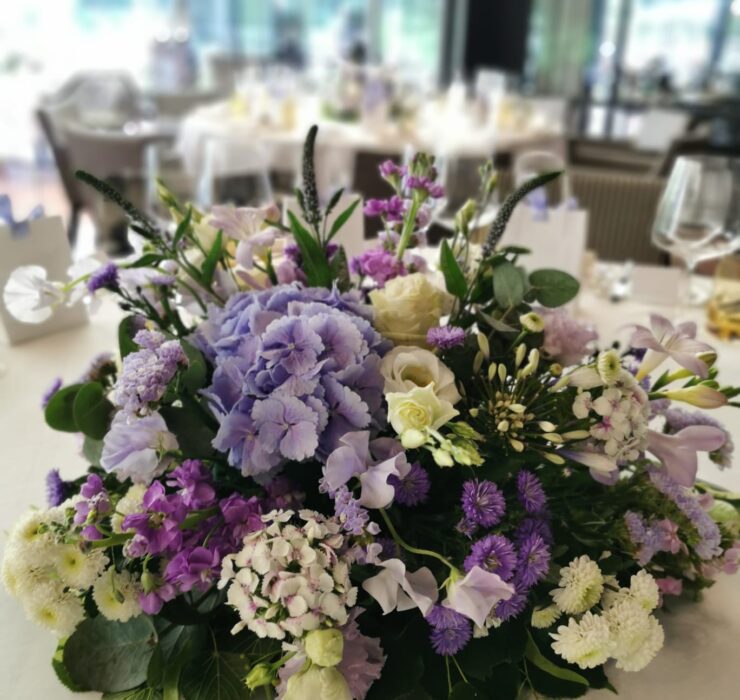 Bouquets at an event at Ecco Restaurant